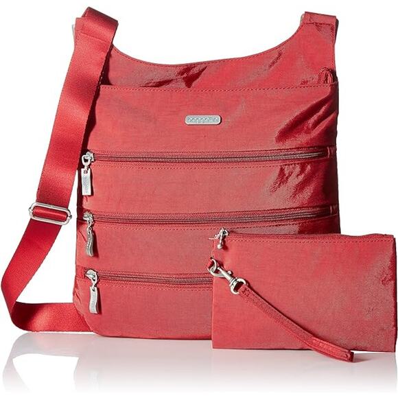 Baggallini Red Zipper Travel RFID Protected Lightweight Crossbody Bag NWT - Picture 1 of 13